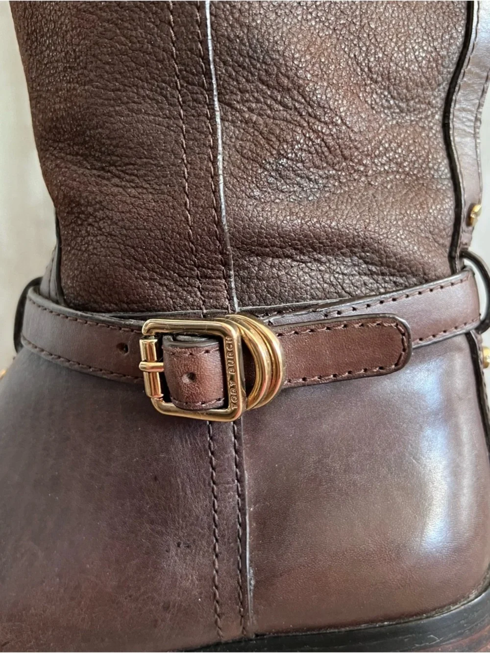Tory Burch Simone Brown Leather Riding Boots Size 7.5
